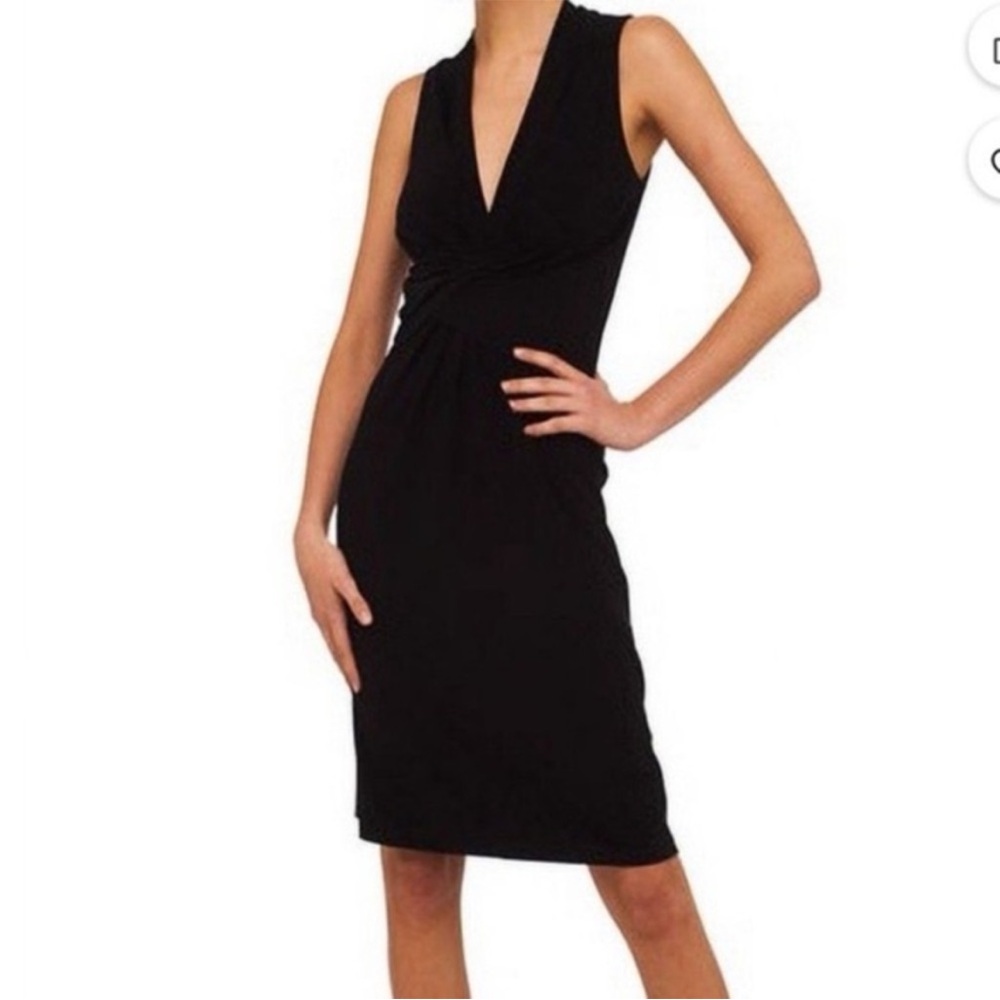 Norma Kamali Kulture Black Wrap Knee Length Dress in XS
